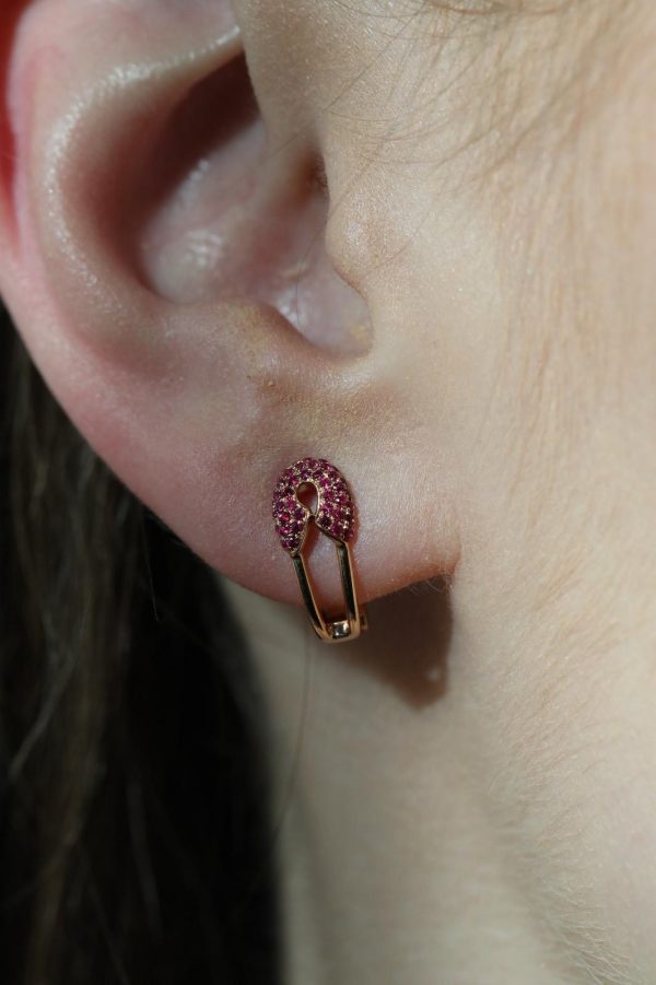Rose Gold Earrings With Ruby (Earrings)